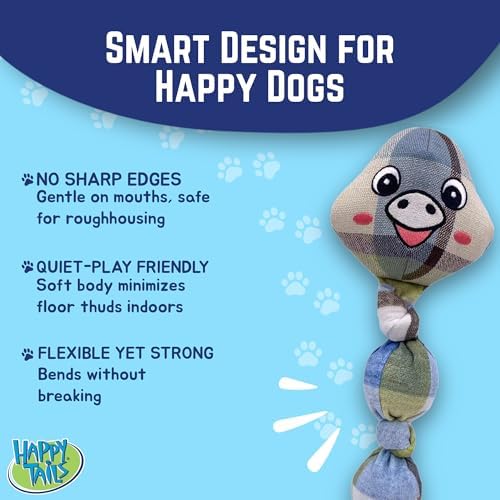 Happy Tails 12" Pig Tug Dog Toy for Medium to Large Dogs - Interactive Squeaky Toy with Reinforced Stitching, Safe and Durable Polyester Material, Ideal for Chewing, Tugging, and Playtime Fun
