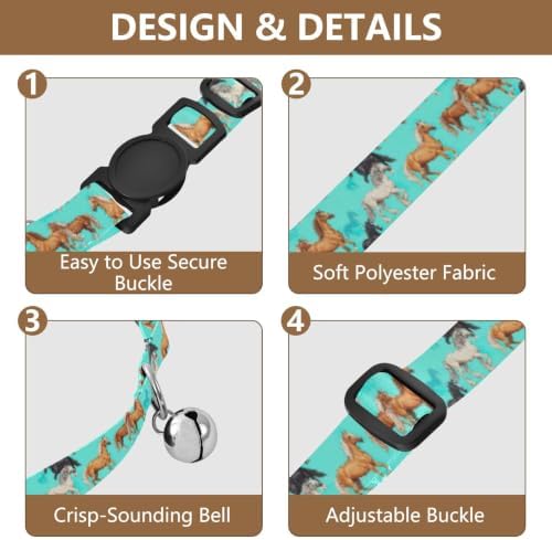 Horse Turquoise Easy to Wear Cat Collars 2 Pack Cat Neck Collar