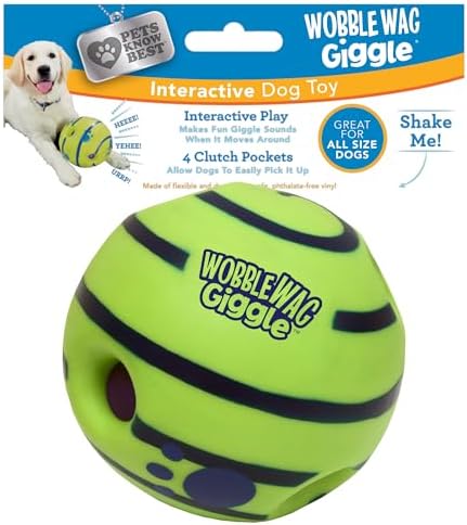 Wobble Wag Giggle Ball, Interactive Dog Toy, Fun Giggle Sounds When Rolled or Shaken, Pets Know Best, As Seen On TV