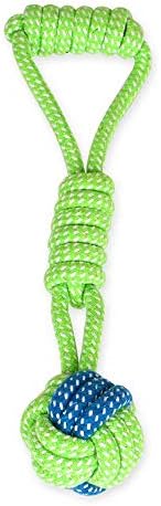 Sunglow Dog Toy Interactive Chewing Rope Ball Toys Natural Cotton Washable Durable Tug of War for Small Medium Dogs Puppies Training Playing Teeth Cleaning (Drop Ball)