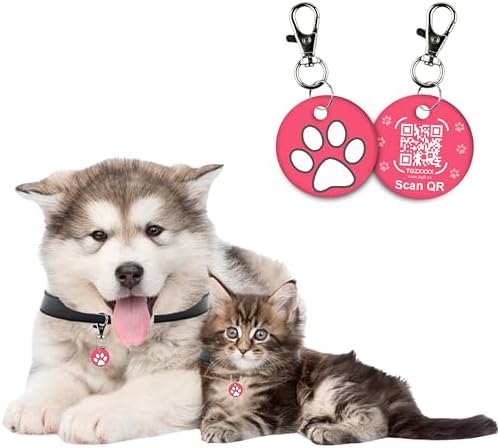 tag8 Smart Pet ID Tag – Anti-Loss NFC & QR Code Tag, Silent Silicone Dog & Cat ID Collar Tag, Digital Pet Profile & Easy Owner Contact - Pink