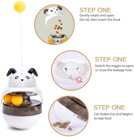 Cat Treat Puzzle Toy, Auto-Balancing Pet Food Dispenser - Brain Stimulating - Slow Feeder - Boredom Relief Kitten Toys, Interactive Training, Toy for Indoor Bored Cats (White, Sheep)
