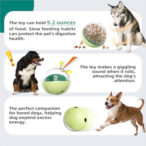 KADTC XL Rolling Dog Treat Dispenser Toys Wobble Giggle Ball, Slow Feeder