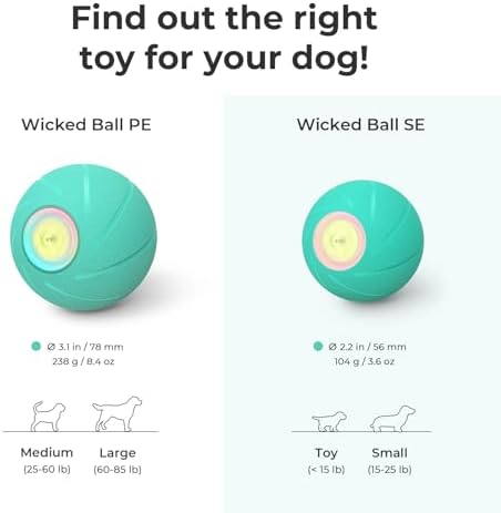 Interactive Dog Toys, Wicked Ball PE, 3 Interactive Modes,Enhanced Rubber Active Rolling Dog Toy with LED Lights for Medium Large Dogs, Motion-Activated Dog Stimulation Toy for Boredom Relief