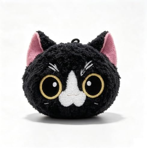 Interactive Cat Toy with Realistic Meow Sounds, Touch Activated Self Play Plush Kitten Toy, Durable Bite Resistant Cat Plush Ball, Cat Entertainment Toy for Indoor Cat （Tuxedo Cat）