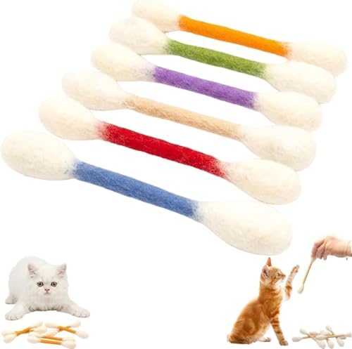 Cotton Swabs Cat with Catnip, 6 Pk Giant Kitten Chew Sticks,Interactive Kitty Kick Sticks for Cat Lovers Gift - Sturdy Teething Chew Toy (Mixed Colors)