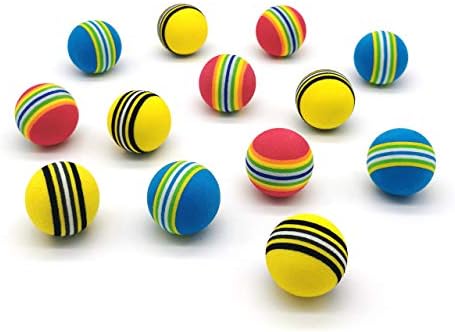 CHIWAVA 45PCS 1.7'' Foam Cat Toy Ball Rainbow Color Kitten Quiet Play Balls