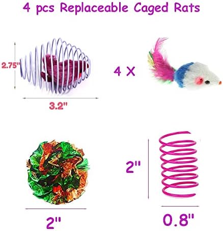 18 Pack Assorted Cat Metal Spring Balls Stretchable Large Cat Spiral Toy Crinkle Balls Interactive Kitten Rolling Coils Spring Inside Caged Rats Pet Supplies Indoor Outdoor Ferrets