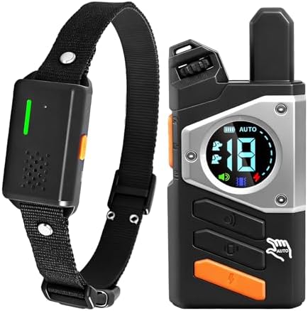 CanineJoy Dog Shock Collar and Automatic Bark Collar - 2-in-1 4200FT Dog Training Collar with Remote Control, Waterproof Electric Collar with 4 Training Modes, Security Lock, Rechargeable E-Collar