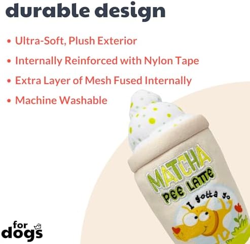 Huxley & Kent Power Plush Squeaky Dog Toy, Matcha Pee Latte, Large