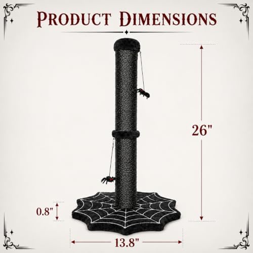 Gothic Cat Scratching Post with Spider Toys for Indoor Cats