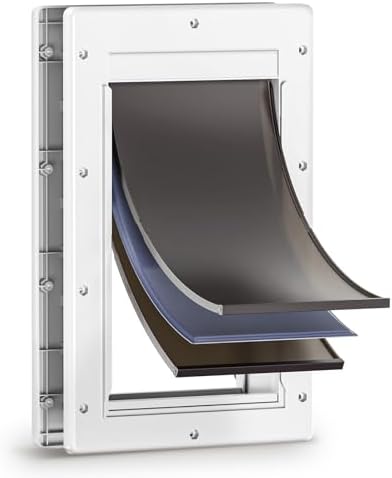 3-Flap Dog Door, Doggy Door, Doggie Door, Cat Door for Install in Interior and Exterior Doors, Insulation Flap, 2 Magnetic Flaps, Closing Panel, Never Rust, for Pets Up to 45lb