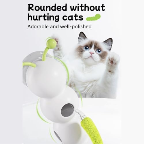 ABS USB Caterpillar Smart Cat Toy with Motion Sensor Indoor Cat Interactive Feather Toy Stable Suction Cup Motion Activated for Hunting Reduce Boredom