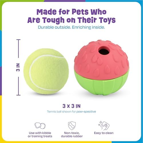 Brightkins Tough & Tumble 2 Piece Watermelon Treat Dispenser - Interactive Dog Toys, Treat Dispensing Dog Toys, Slow Feeders for Dogs, Puppy Training Tools, Puzzle Toy for Dogs, Enrichment Pet Toy