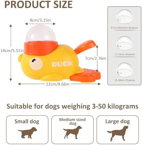 3 Grain Outlets Dog Treat Dispenser Toy, Duck-Shaped Interactive Dog Feeder Toy with Covers, Easy to Clean Pet Treat Dispenser with Non Slip Base