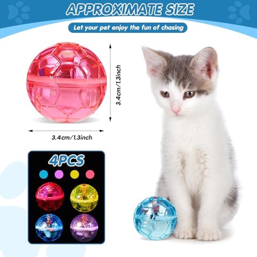Frienda 4 Pcs Light up Cat Ball LED Motion Ghost Hunting Cat Ball, Bright