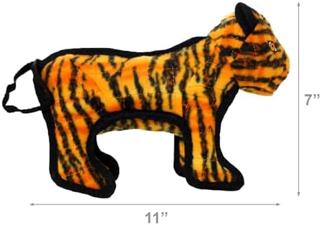 TUFFY® - 2 Pack Original : Tiger Dog Toy : Ultra Durable Plush Dog Toy with Multiple Layers & Reinforced Seams, Washable and Floats, Original Construction