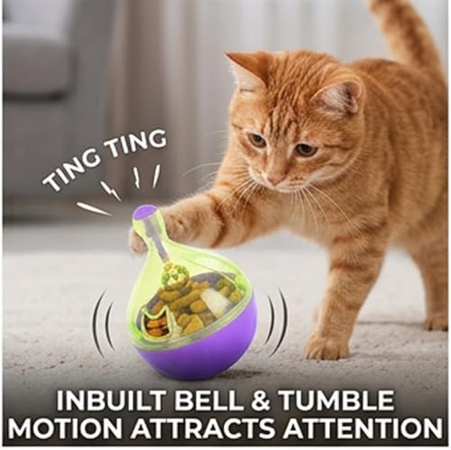 ZJchao Cat Treat Dispenser, Cat Puzzle Feeder, Pet Slow Feeder Treat Ball Interactive Cat Toy Treat Dispenser Dog Ball Dispensing Dog Toys Enrichment and Exercise for Purple