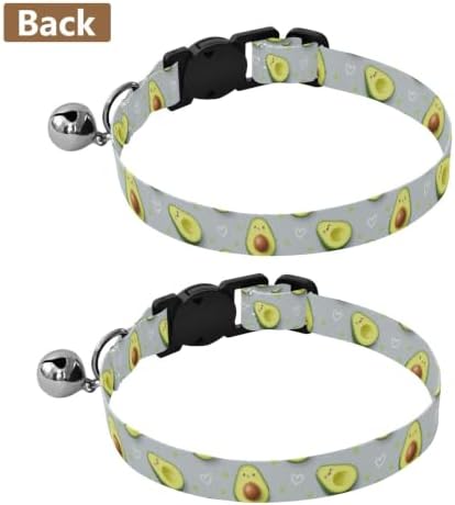 2 Pack Cat Collars Cute Cartoon Avocado Faces Bell Collar for Small Dogs, Adjustable 10.6 to 17.1 Inches