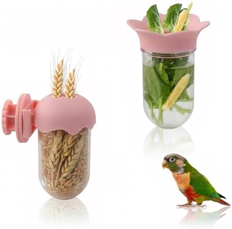2 PCS Bird Food with Water Storage Design, Hanging Birds Feeder (Pink)