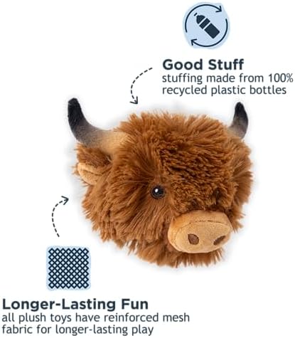 Tall Tails 2-in-1 Fetch Ball Dog Toy, Highland Cow