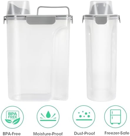 TBMax Dog Cat Food Storage Container 5 to 7 lbs, Airtight Pet Food Dispenser with Easy-Pouring Spout & Measuring Cup, Portable Kibble Container for Travel Dog Food Storage