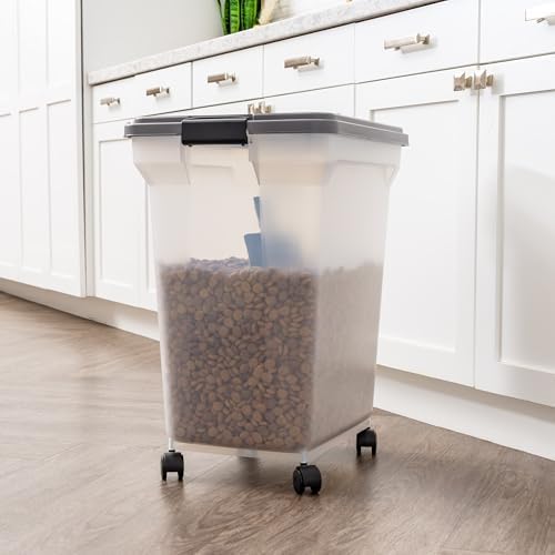 IRIS USA Dog Food Storage Container, Up to 58 lbs, Dark Gray, Made in USA
