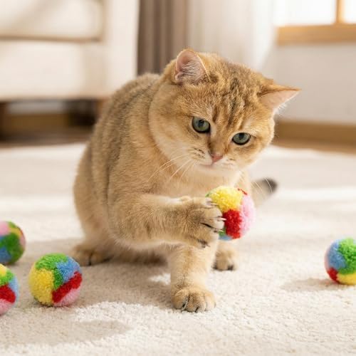 30Pcs Cat Pom Pom Balls Colorful Cat Toy Balls