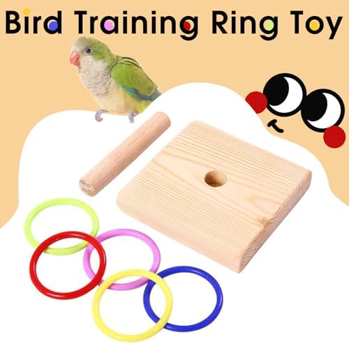 QBLEEV Bird Tabletop Toy, Parrot Activity & Training Trick Color Ring Toys