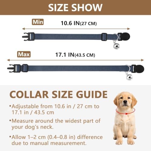 Dark Navy Blue Gradient Adjustable Pet Collar, 2 Pack Bell Collar for Small Dogs