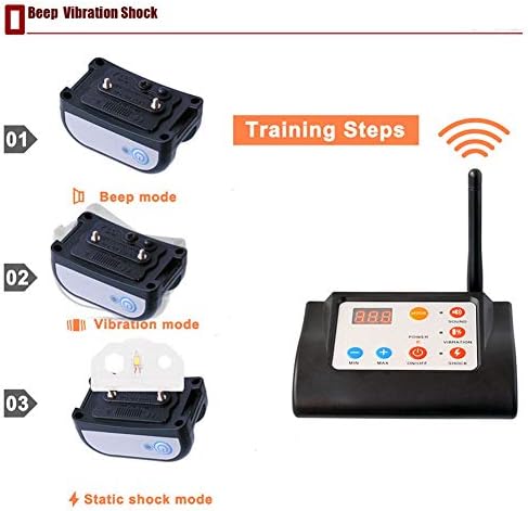 Dog Fence Wireless & Training Collar 2 in 1 System,Safe Outdoor Electric Pet Containment System,Beep/Vibration/Shock Collars with Remote, Waterproof and Rechargeable Transmitter and Collar,for2dogs