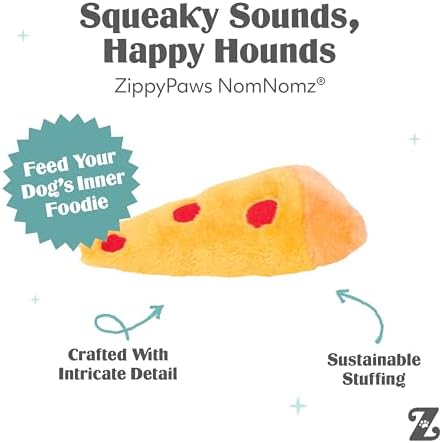 ZippyPaws NomNomz Dog Squeaky Toys to Keep Them Busy, Pet Products - Pizza