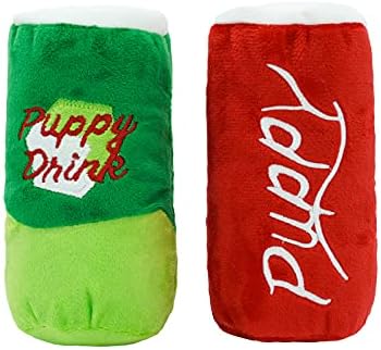 HugSmart | Plush and Squeaky Dog Toys (Soda Drinking Cans Combo)｜Soft Plus Interactive Fetch Dog Toy for Small Medium Breeds (Puppy Drink 2 Pack)