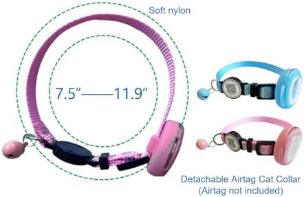 Reflective AirTag Cat Collar with Air Tag Holder and Bell, Safety Elastic Band Cat GPS Collars,Cat ID Tag Personalized, Ultra-Durable, Adjustable, Quick Release, Fits Small Large Cats (Blue)