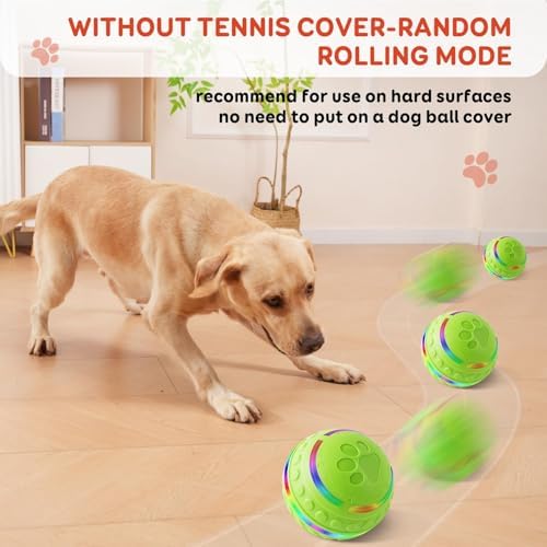 Interactive Dog Toys for Small & Medium Dogs, Pet Toys with Rechargeable & Waterproof, Automatic Rolling Dog Balls with Silicone Cover