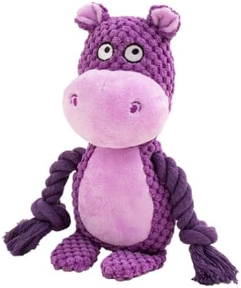 Dog Toys, Dog Squeaker Toys with Crinkle Paper (Purple Hippo)