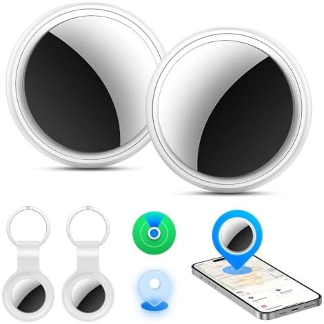 Air Tracker Tag-2 Pack, Smart Item Tags [Apple MFi Certified] | With Find My app (iOS Only), Key Finder Locator Luggage Tag for Keys, Bags, Wallets, Backpack, Suitcases, Replaceable Battery