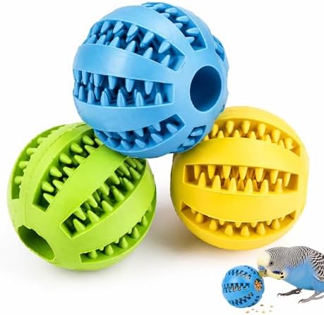 Foraging Toys for Birds, 2PCS Parrot Feeder Chew Toy Balls, Bird Foraging Toys for Parakeets and Cockatiels, Bird Chew Toys for Parrots, Slow-Feeding Pet Enrichment Toy