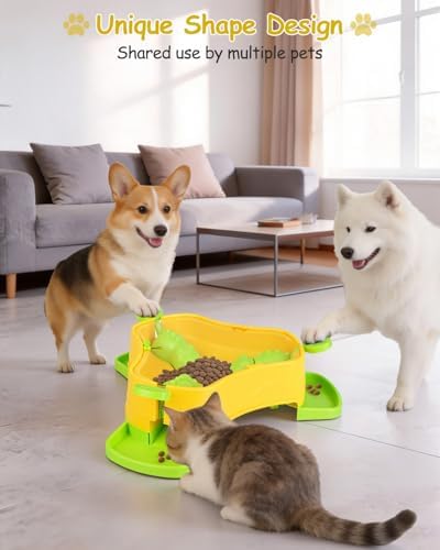 Dog Puzzle Toy, 3-in-1 Interactive Dog Puzzle Toys Press-Type Dog Treat Dispenser Toy Dog Enrichment Toy No-Slip Dog Slow Feeder Interactive Brain Training Toy for Smart Dog Cat, Green