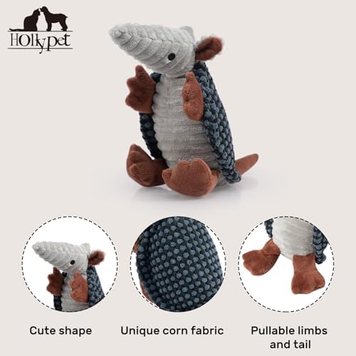 Hollypet Armadillo Squeaky Puppy Dog Toys for Small Medium Dogs, 8"