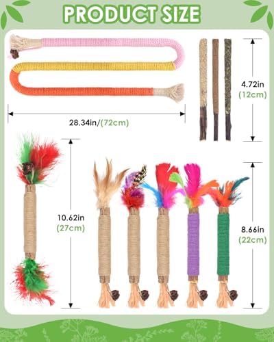 TINDTOP Cat Chew Toys, Silvervine Chew Sticks with 2 Pack Chew Ropes
