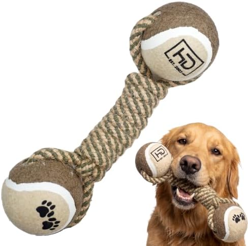 Tennis Ball Rope Toy for Dogs, 2-in-1 Fetch & Tug Chew Toy, Tug of War Toy