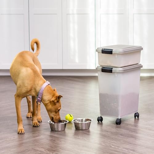 IRIS USA Dog Food Storage Container, Up to 30+11 lbs, Gray/Dark Gray