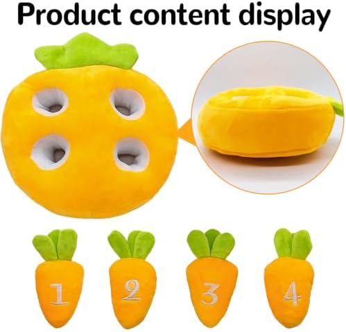 Hamiledyi Rabbit Foraging Toys Bunny Plush Puzzle Toy Carrots Snuffle Mat for Chinchilla Guinea Pig Ferret Rat Entertainment (Yellow)