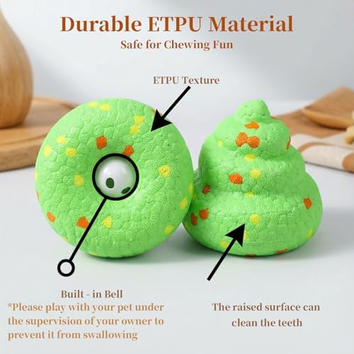 Interactive Funny Poop-Shaped Chew Sound Toy for Small and Medium-Sized Dogs, Durable ETPU Material, Used for Dog Playing and Training 2.7 Inch Puppy Chew Toys for Teething High Elasticity