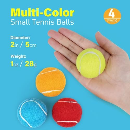 Prime Pets Dog Tennis Balls 4 Pack, 2" Durable High-Bounce Mini Tennis Balls for Dogs, Squeaky Dog Ball for Fetch & Training, Outdoor Interactive Dog Toy Ball for Small Dogs Puppy Puppies