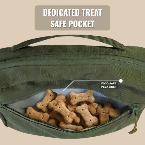 Crossbody Dog Walking Bag, Treat Pouch & Poop Bag Holder, Olive Green