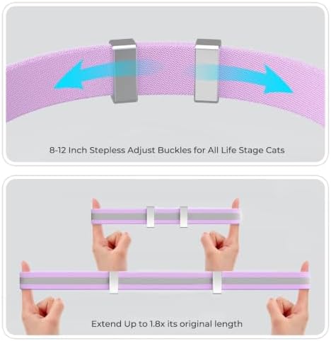 AirTag Cat Collar, Ultra Elastic Cat Tracker Collar (Reflective Violet) | Compatible with Apple Air Tag Holder, Lightweight, Scratch Resistant, Stepless Adjustable Pet Tracking Collars for Cat Kitten