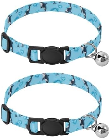 Dolphins Light Blue Dog Collar 2 Pack Dog Collars for Small Dogs Adjustable Length 10.6" to 17.1"