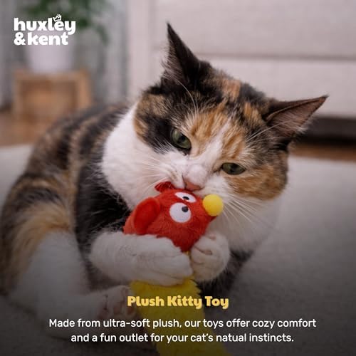 Huxley & Kent Stuffer Plush Cat Toy - Interactive Hide and Play Catnip Toy for Cats & Kittens - Plush with Crinkle & Catnip - Perfect for Engaging & Chasing - Cheddar Cheese Please